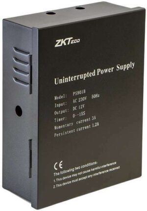 ZKTeco PS901B – 12V DC 3A Power Supply with Battery Backup