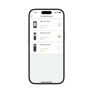ZKBio Zlink Mobile App enabling remote door opening for access control.