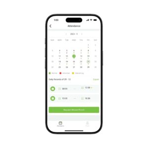 ZKBio Zlink Mobile App calendar view for tracking Time & Attendance schedules.