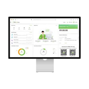 ZKBio Zlink Web Portal Dashboard showing an overview of access control and time management data.